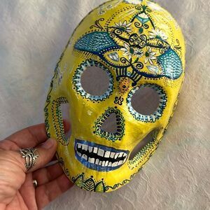 Art Mask Hand Crafted Painted Sugar Skull Skeleton Unique Paper Mache
